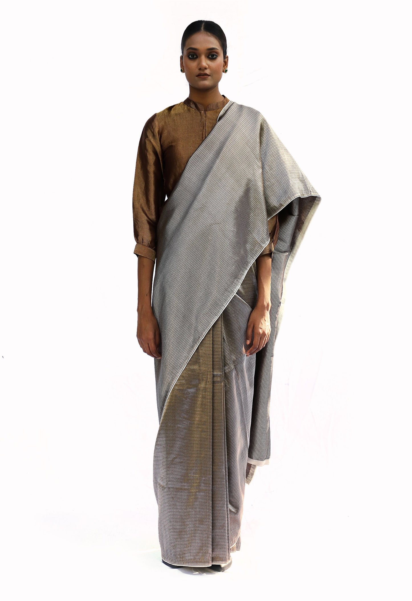 OMANA- dark grey mashru saree