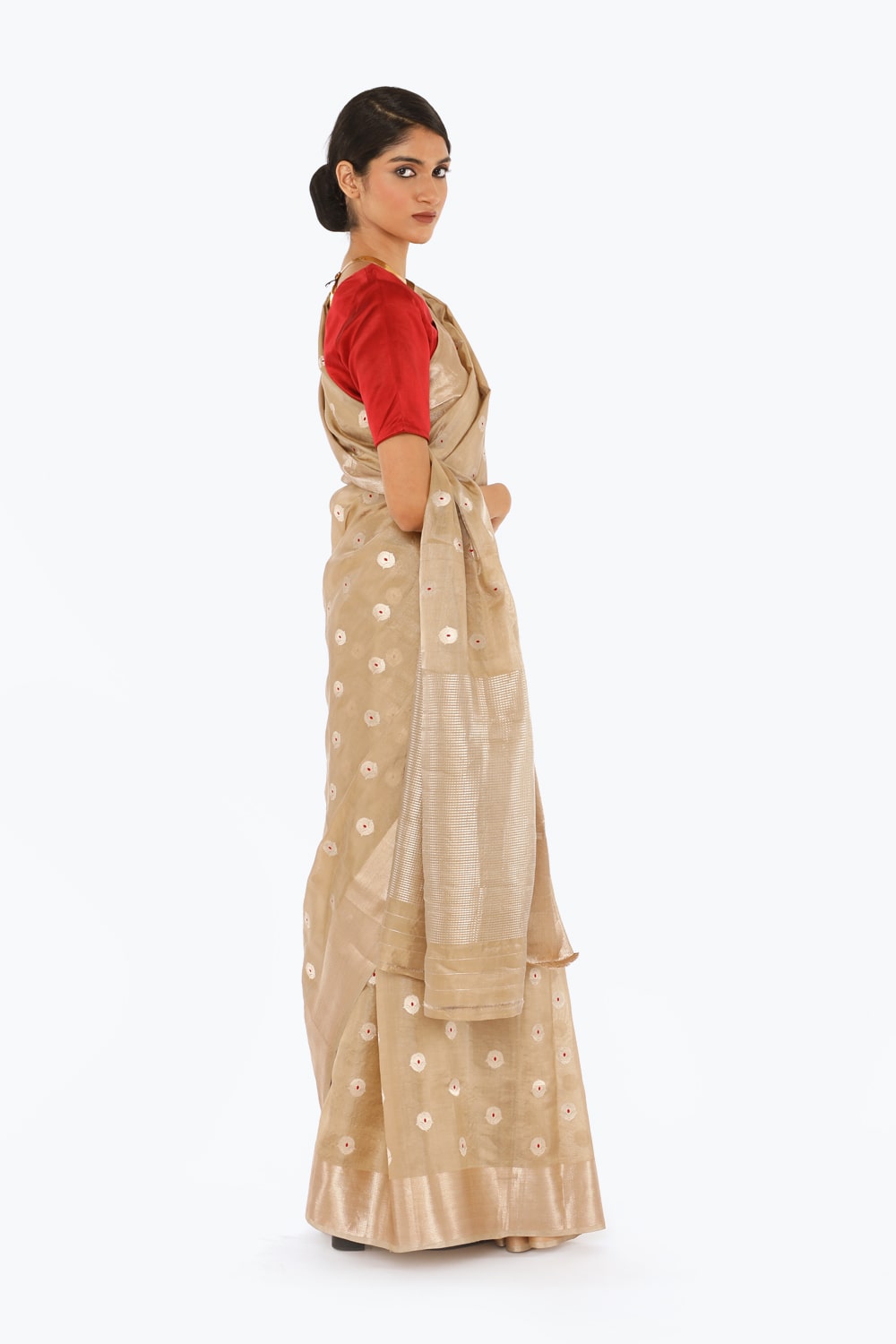 BOA -  Beige Cotton Tissue Saree