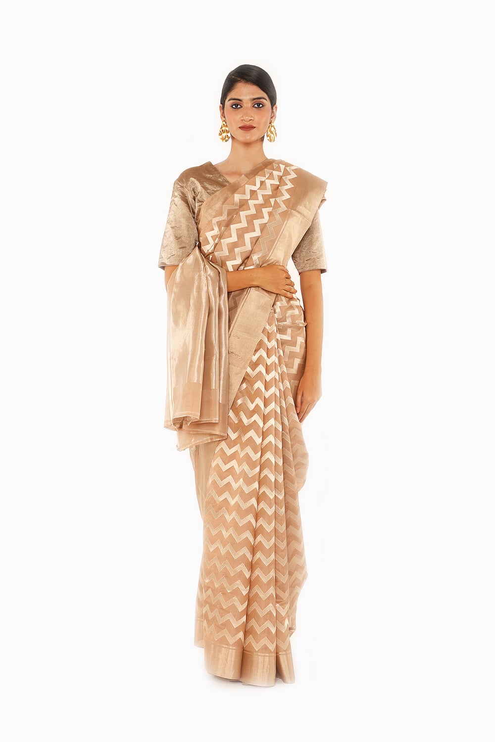 BOA -  Beige Chanderi Silk Saree