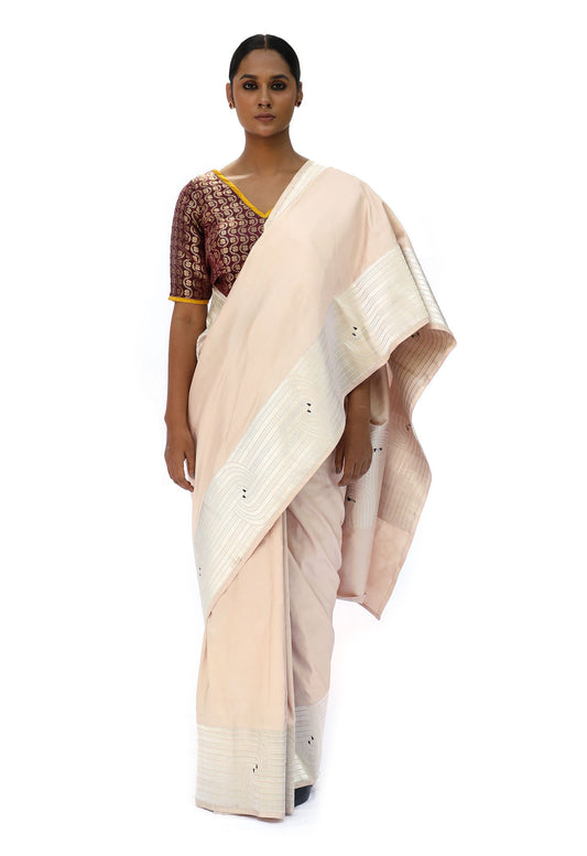 DIVIJA - light peach katan silk saree