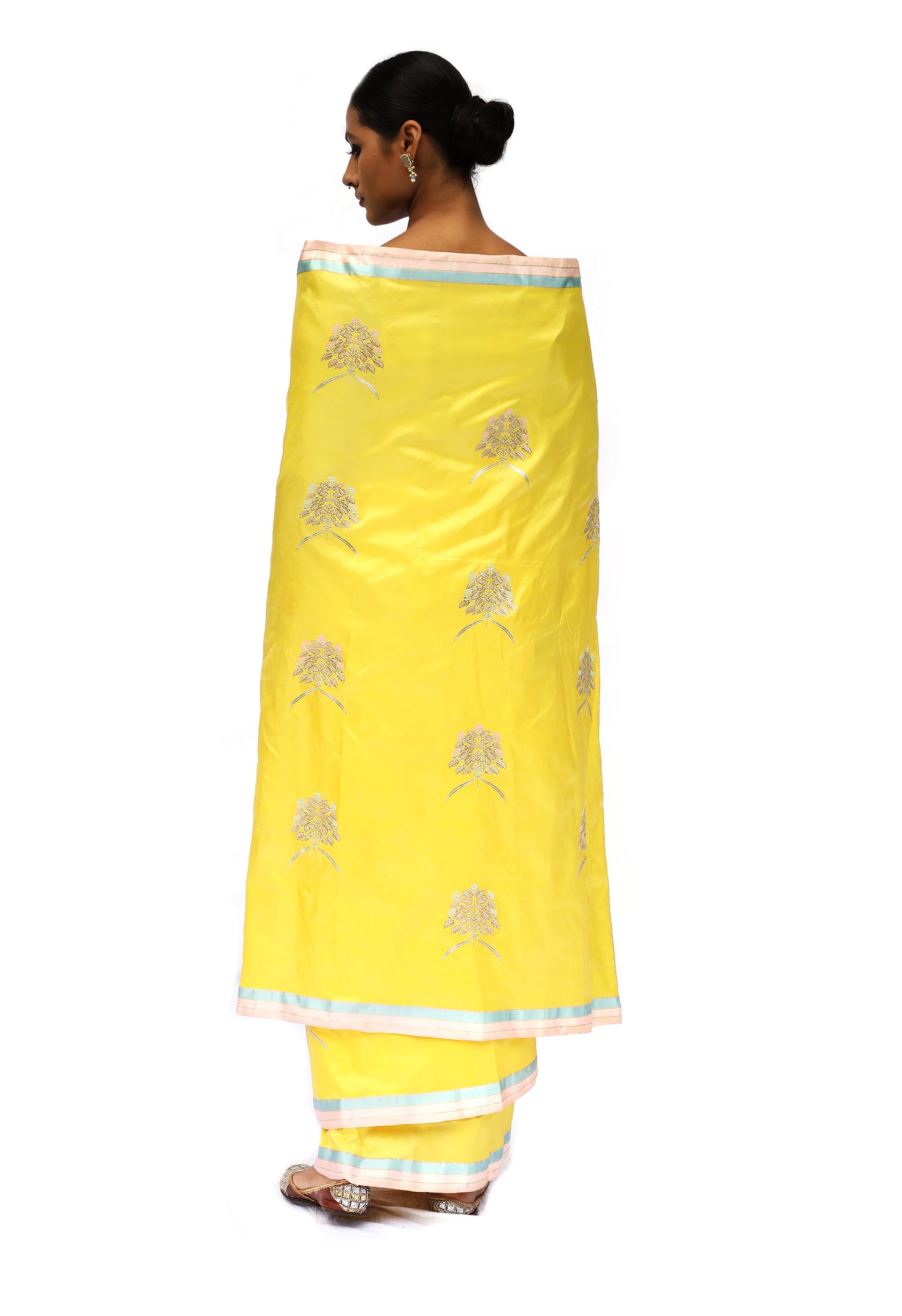 Prakriti - Lemon Yellow Katan Silk Saree