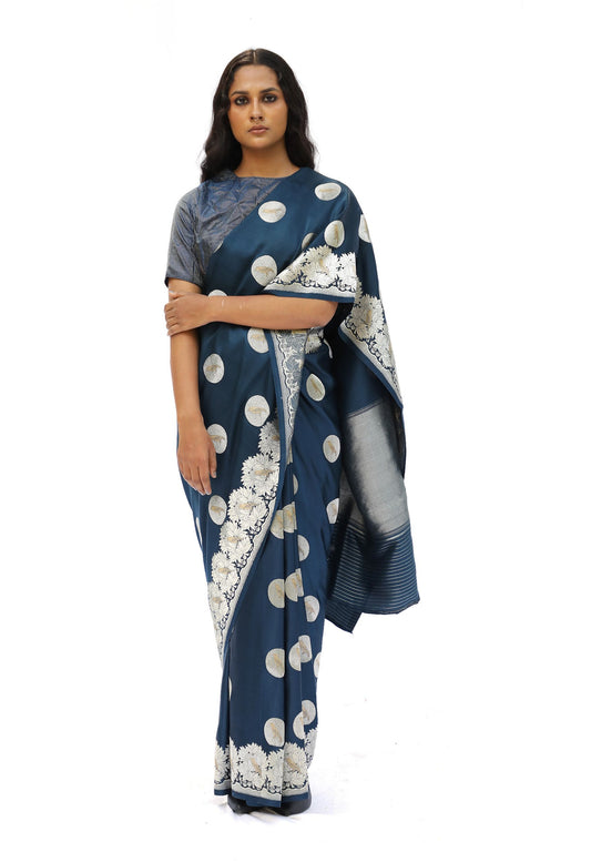 CHIDIYA – teal blue saree