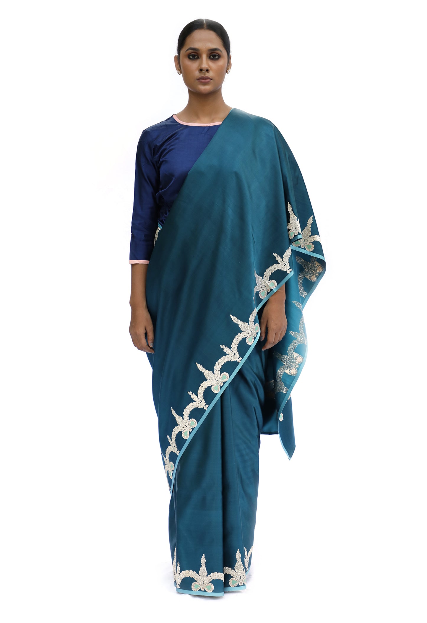 ANSHUL - teal blue saree