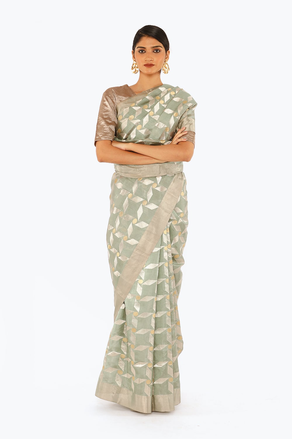 NIKETA - Teal Gray Saree