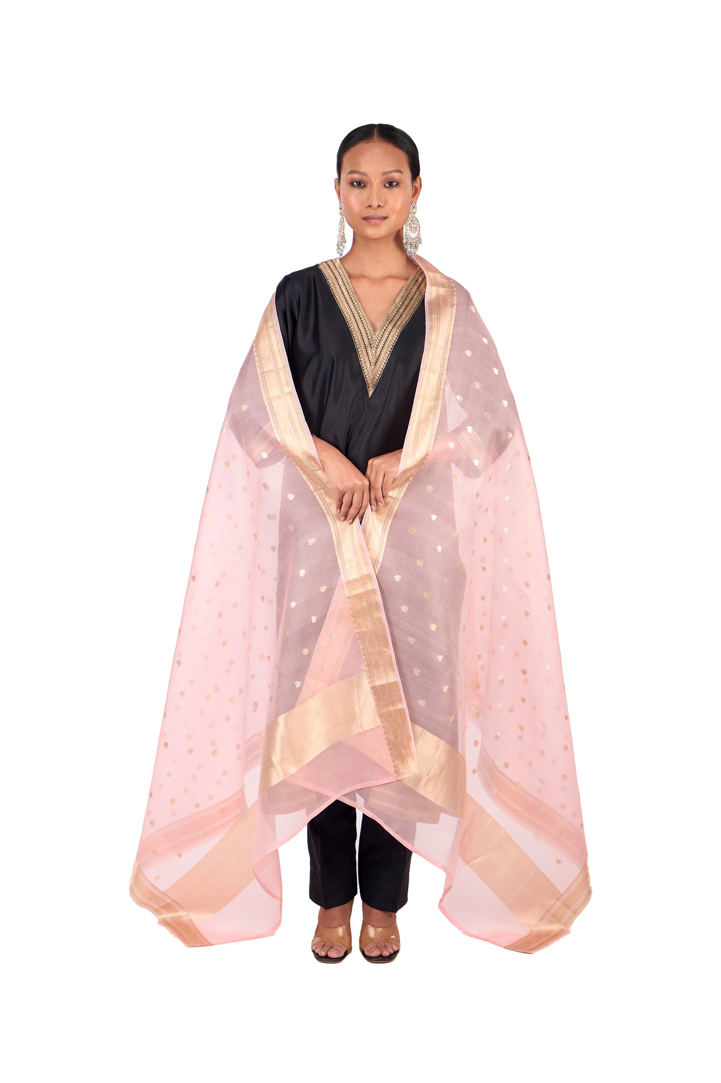 Pink Organza Dupatta