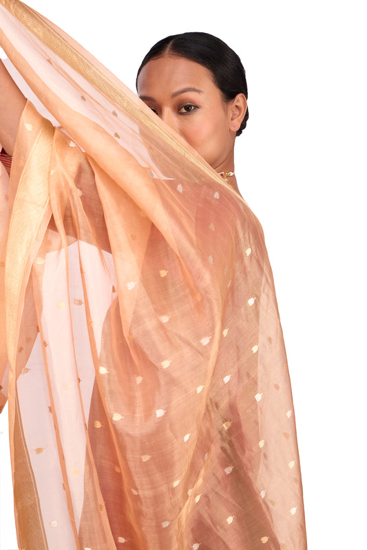 Peach Organza Dupatta