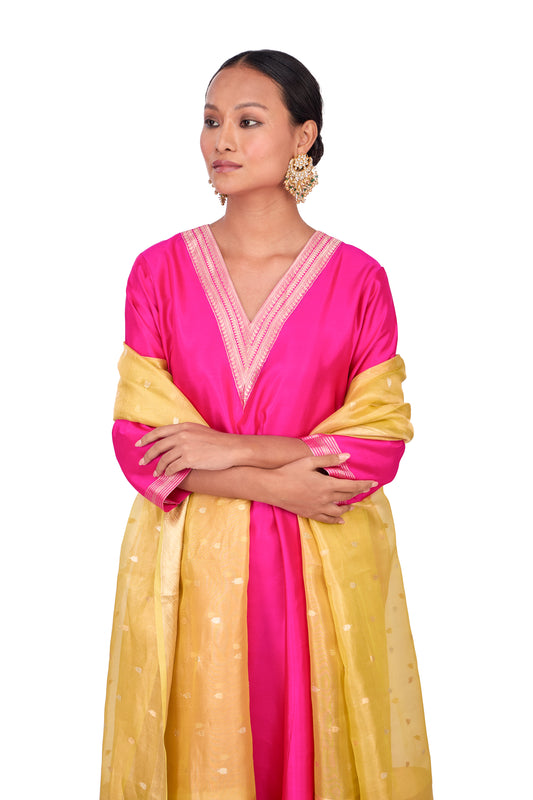 Lemon Organza Dupatta