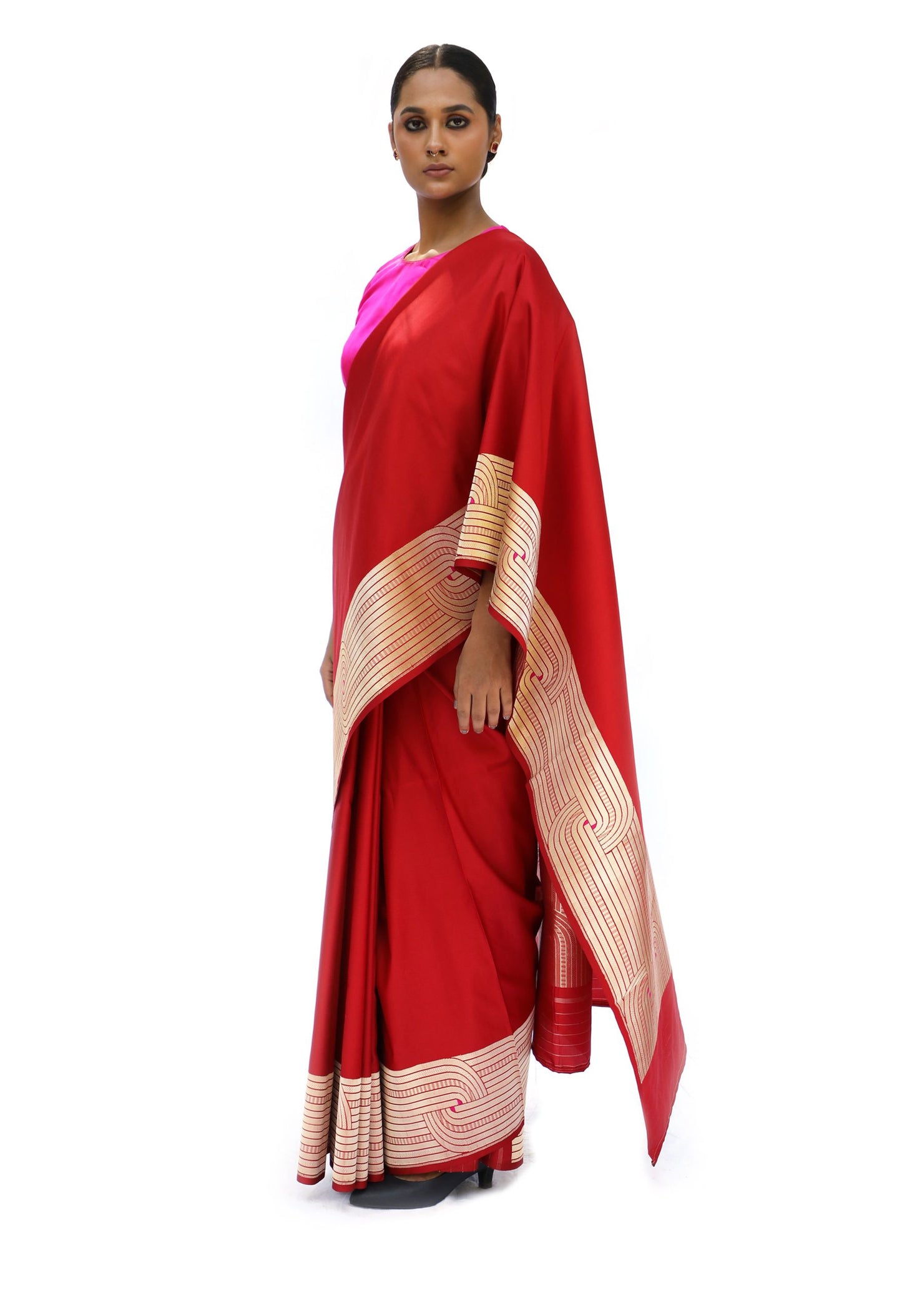 DIVIJA - dark red katan silk saree