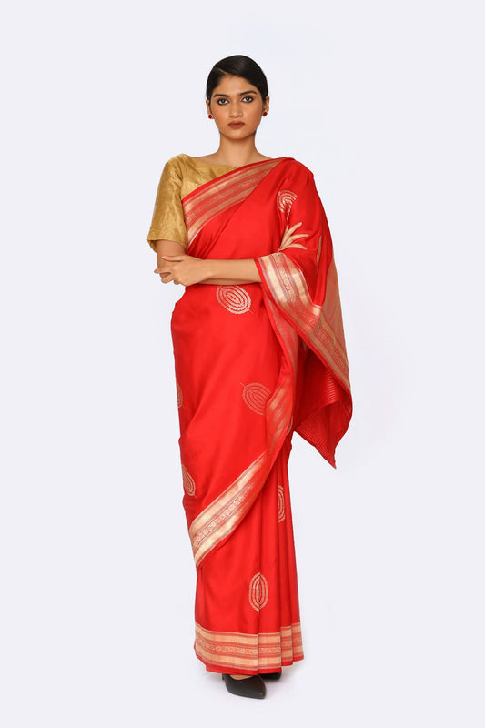 SUMAH – vermillion red saree