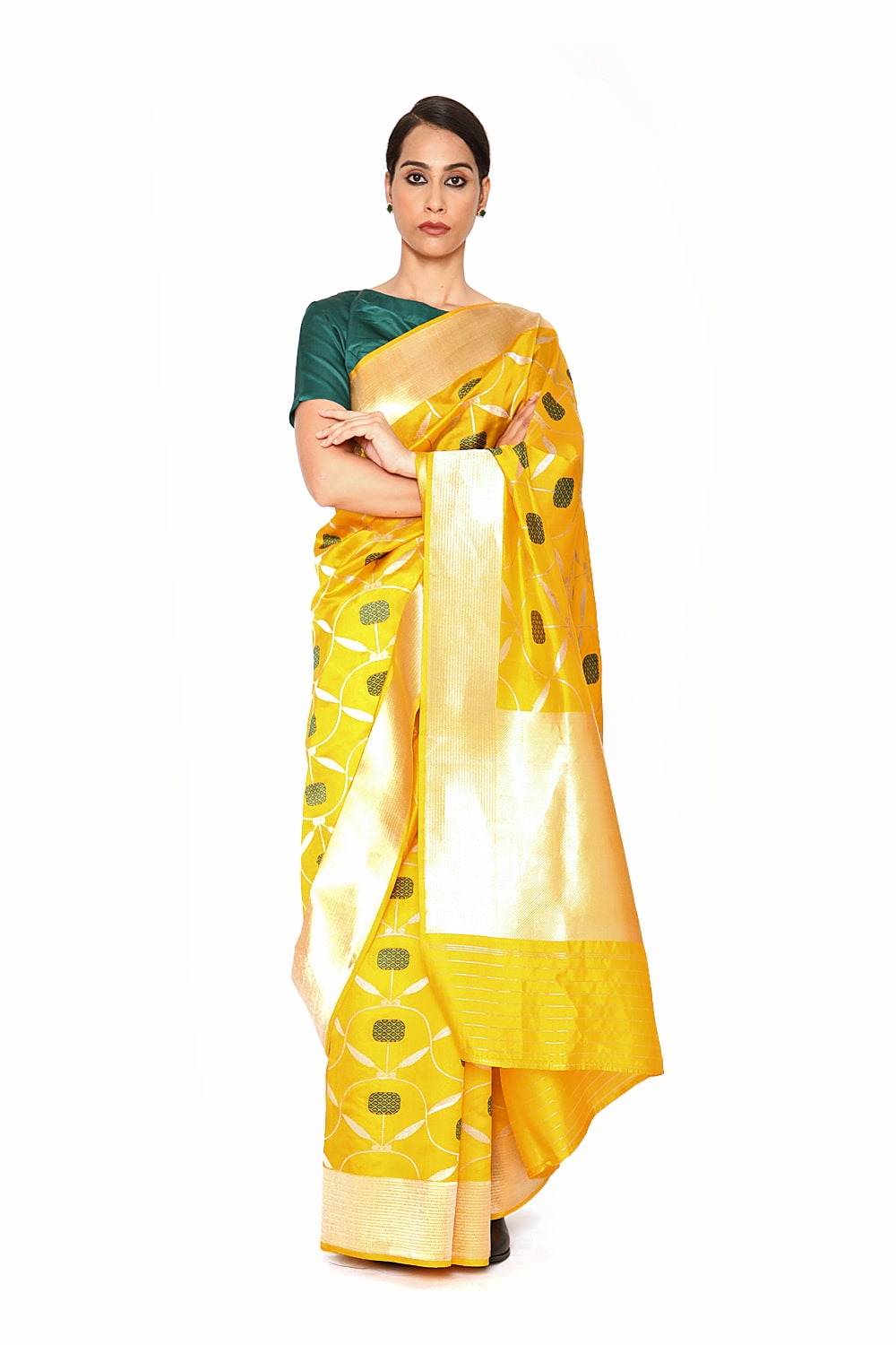 AJILA-MUSTARD SILK SAREE