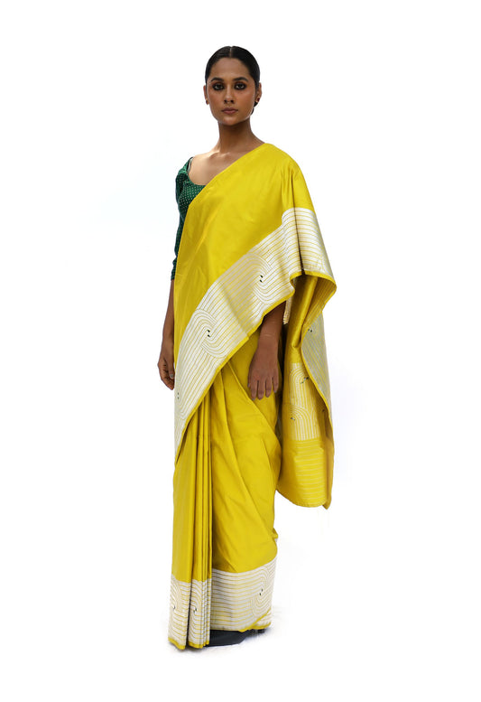 DIVIJA - mustard yellow katan silk saree