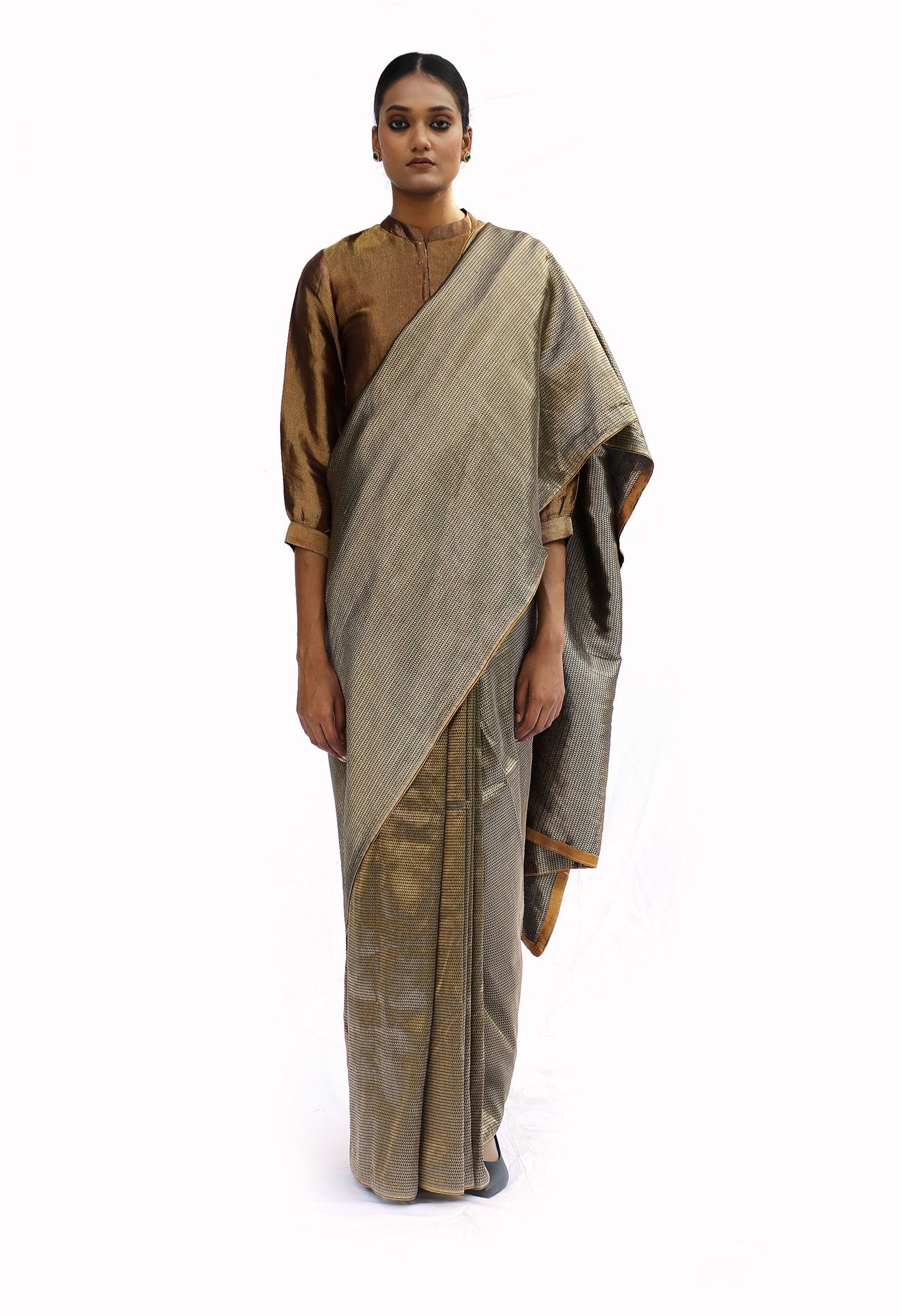 OMANA - Brown mashru saree