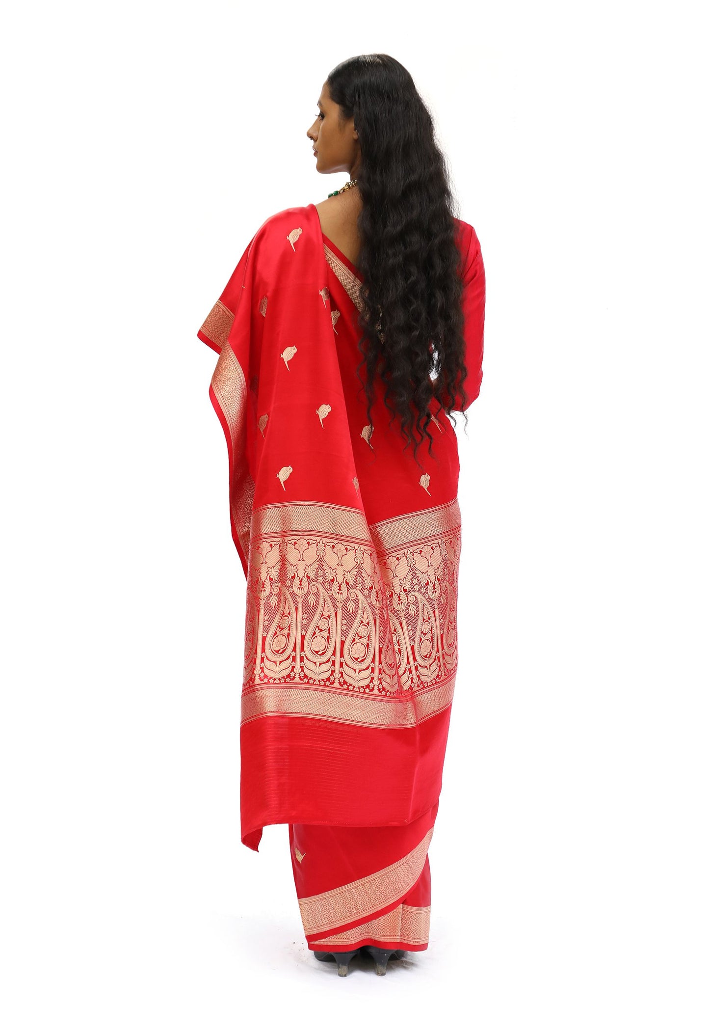 CHIDIYA – vermillion red jaal katan silk