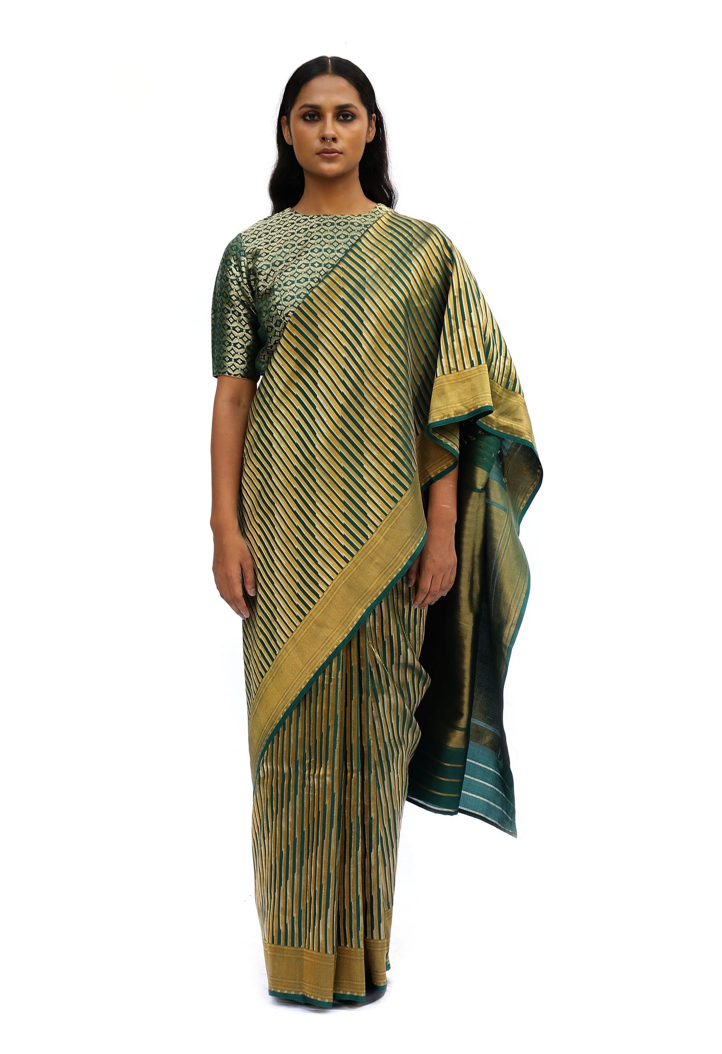 ADVAITA - moss green saree