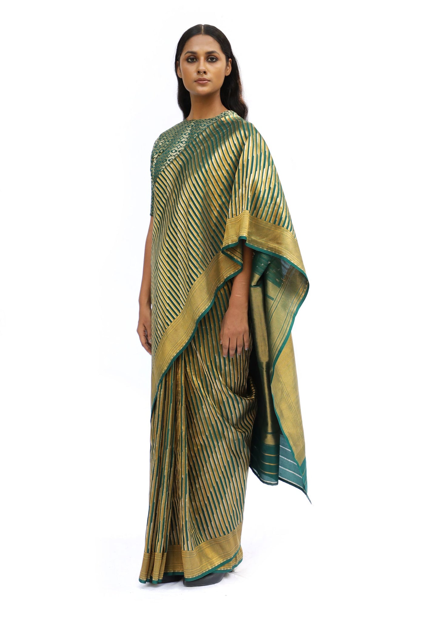 ADVAITA - moss green saree