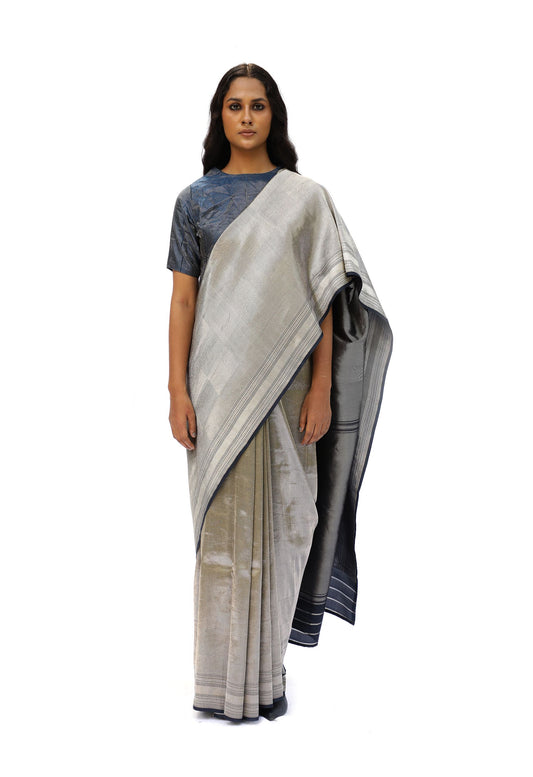 DHARA – grey mashru silk saree