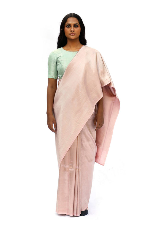 DHARA- light pink white mashru silk saree