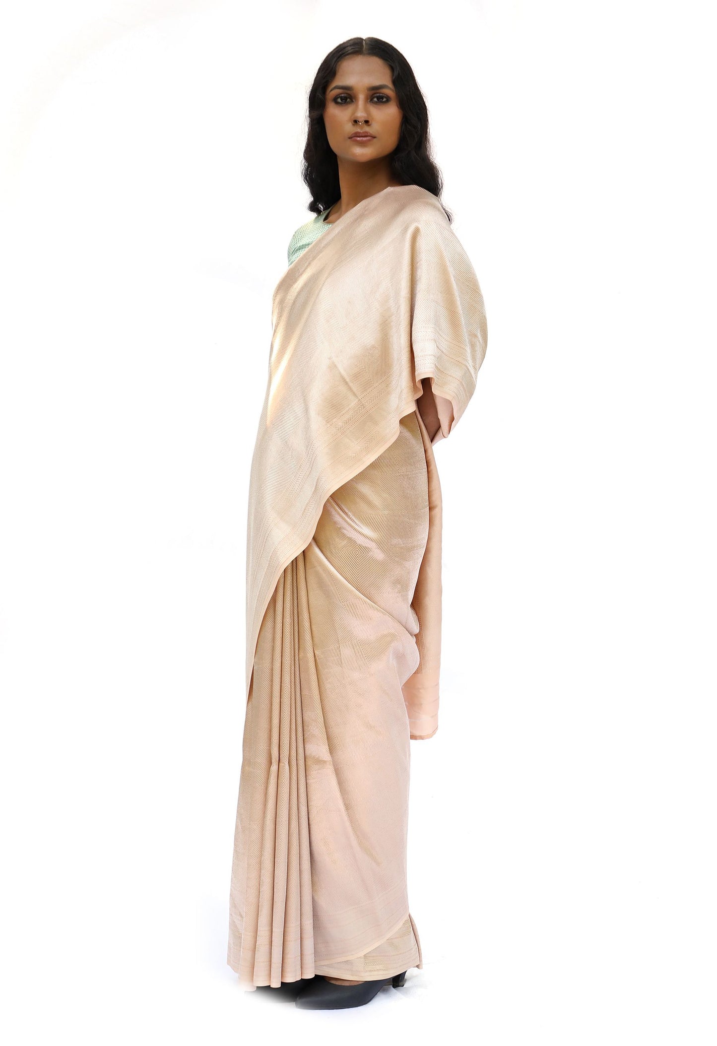 DHARA- peach mashru silk saree