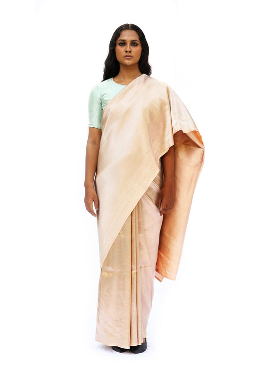 DHARA- peach mashru silk saree