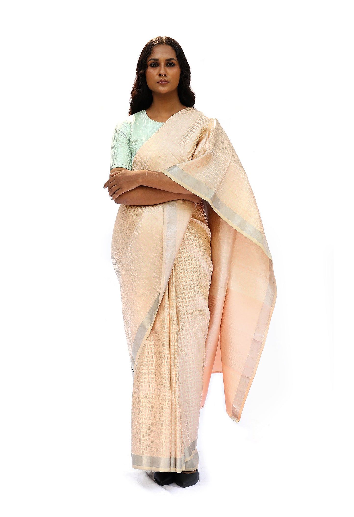 ITTA- golden peach mashru silk saree