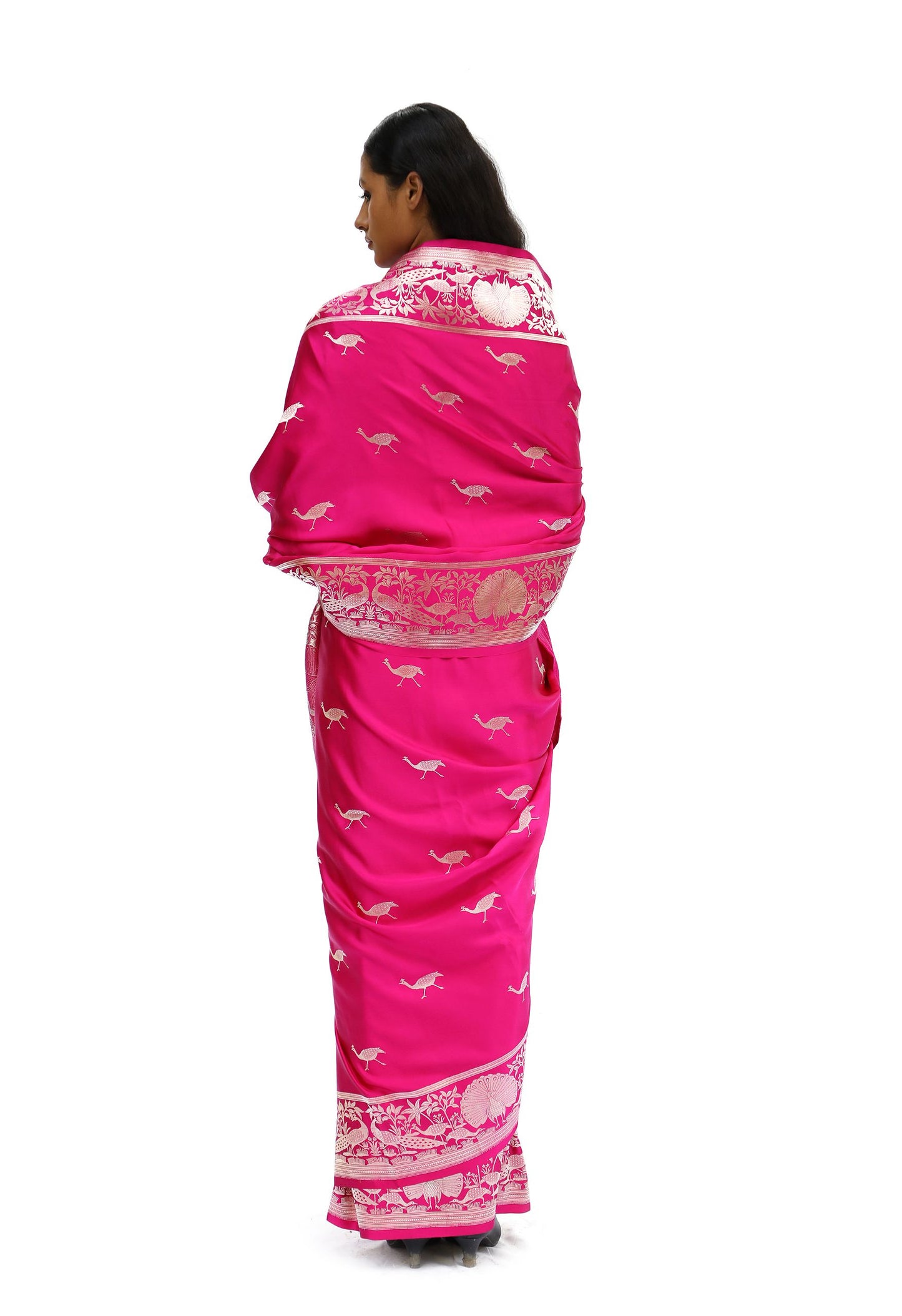 MAYURI- rani pink katan silk saree