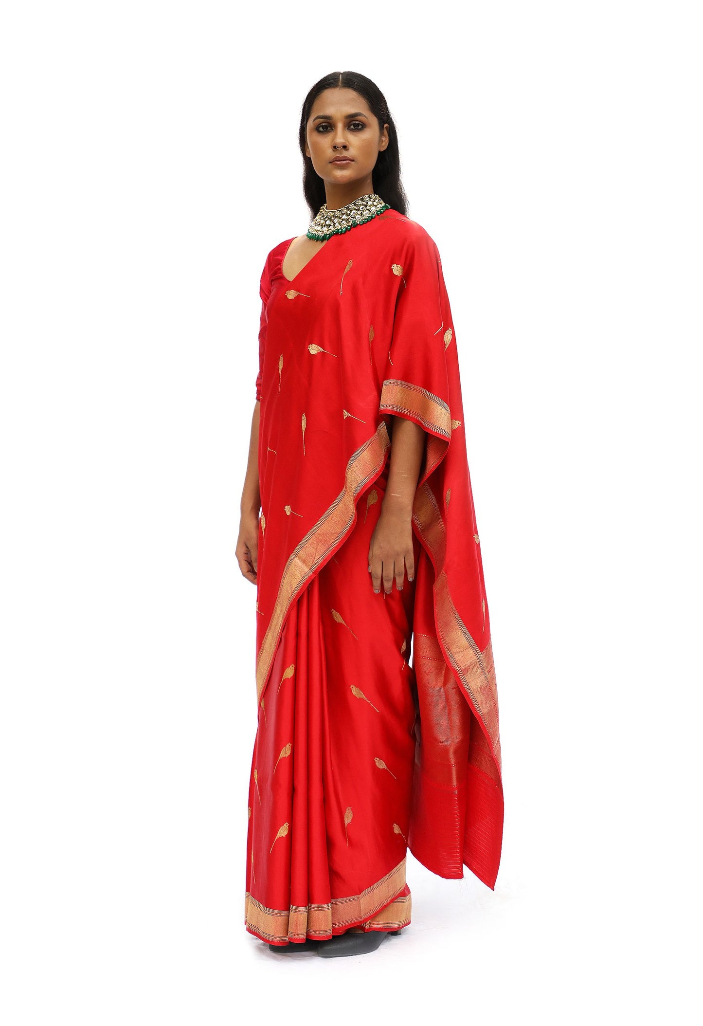 CHIDIYA – vermillion red katan silk saree