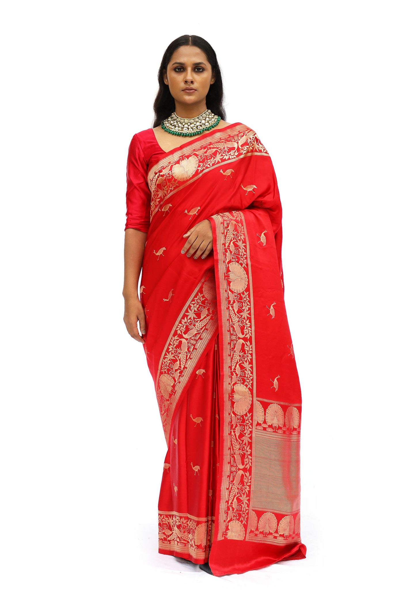 MAYURI- red katan silk saree