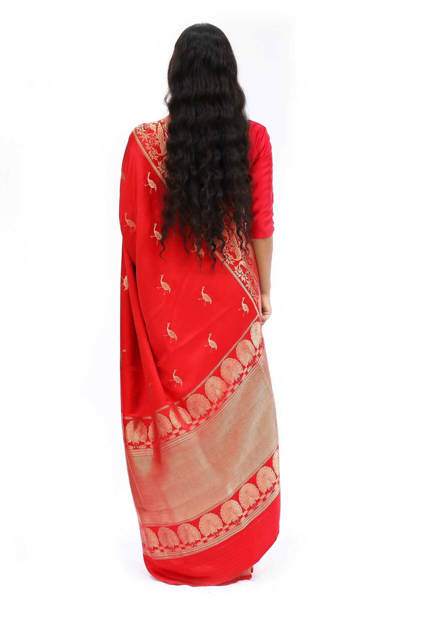 MAYURI- red katan silk saree