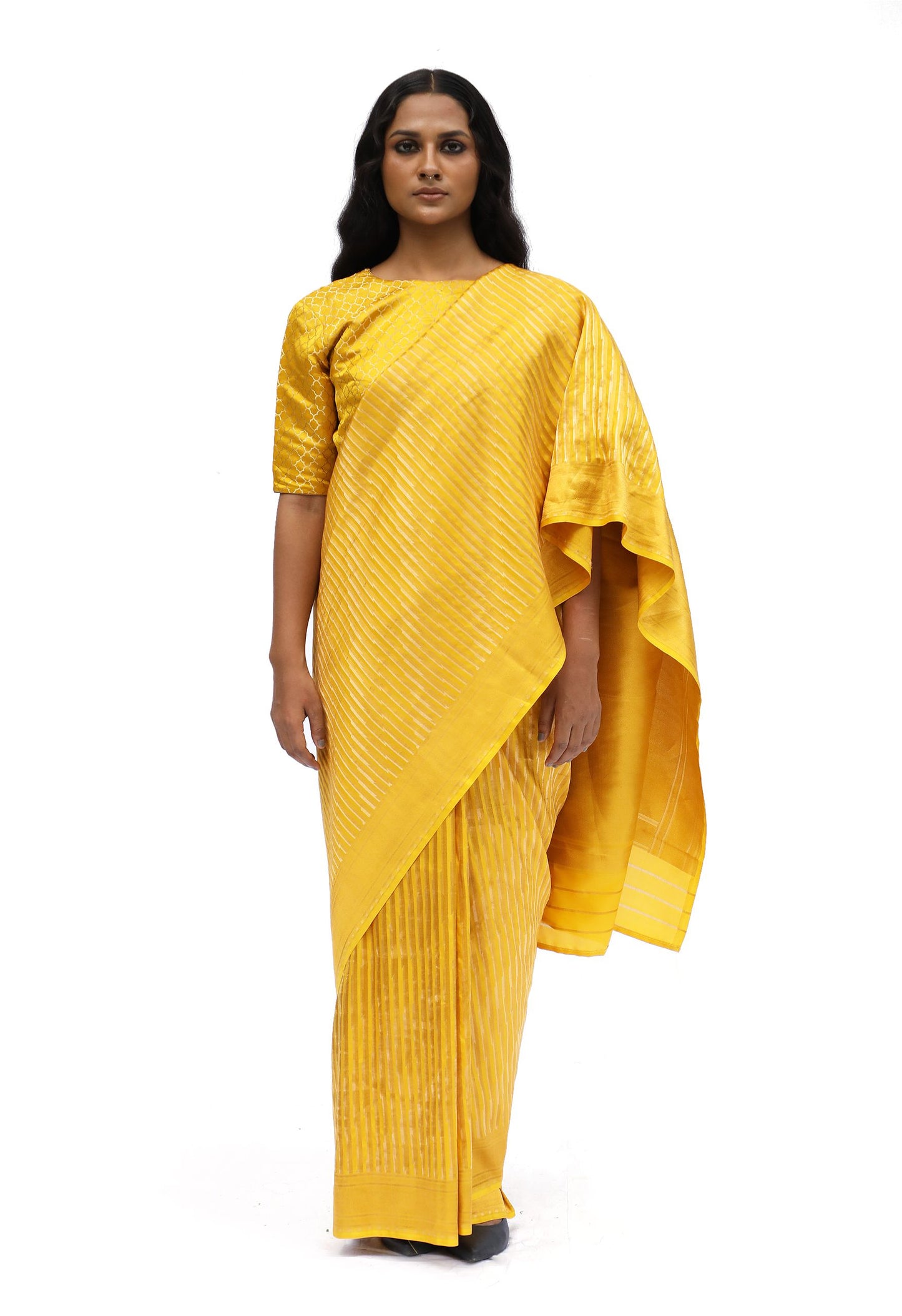 DHARA- mustard yellow katan silk saree