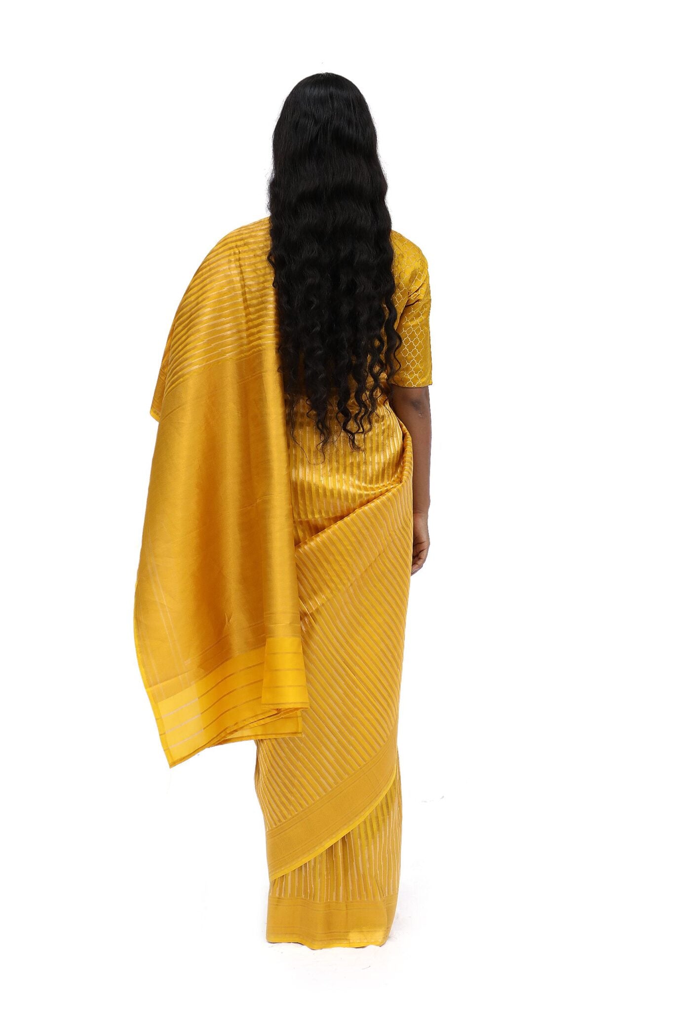 DHARA- mustard yellow katan silk saree