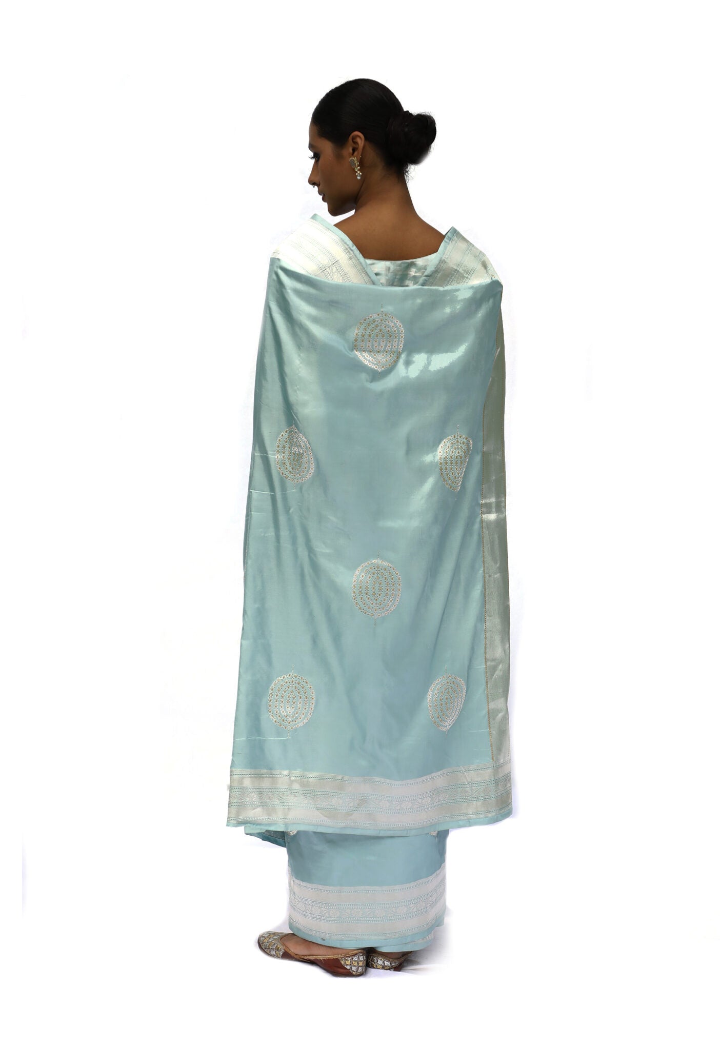 PARIJAAT - powder blue katan silk saree