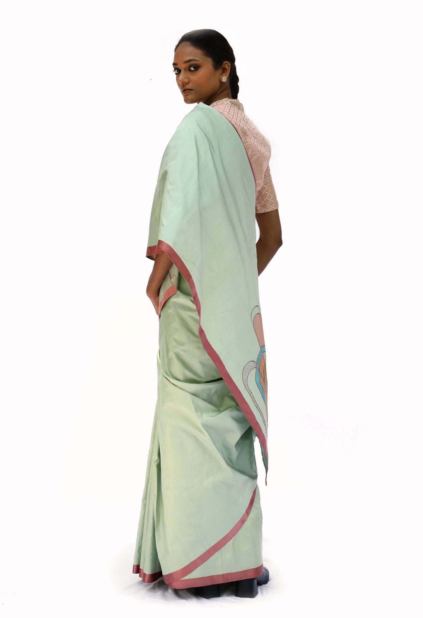 JHAROKHA - pista katan silk saree